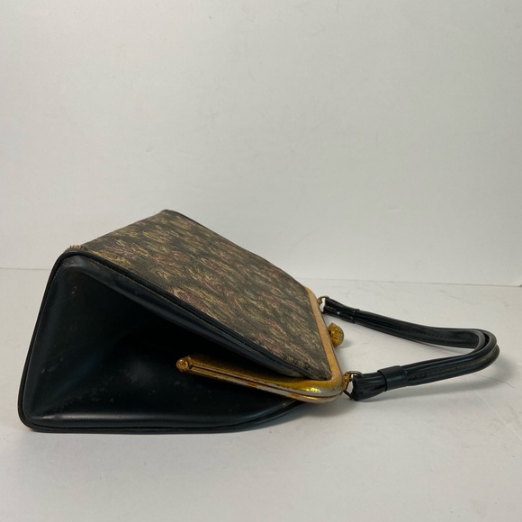 Vintage 50s Dover USA Kiss Lock Floral Tapestry Grannycore Structured Purse Bag - Picture 5 of 16